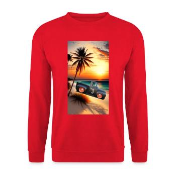 Freistil Pickup Retro Design - Unisex Pullover - Rot - Vorne - Alina (178cm) & Michal (187cm)