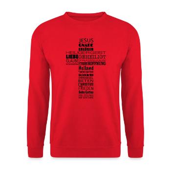 Jesus Christus von Nazareth Glaube Bibel Jesus - Unisex Pullover - Rot - Vorne - Alina (178cm) & Michal (187cm)