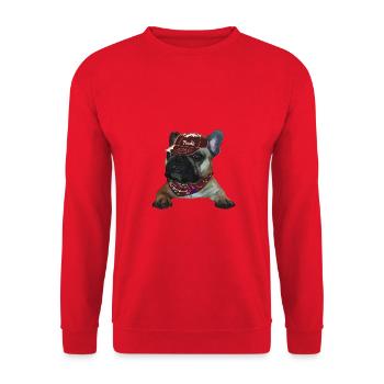 Frenchie, Bully, Français Bulldog, Cadeau - Sweat-shirt Unisexe - rouge - Devant - Alina (178cm) & Michal (187cm)