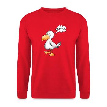 Watt ?! Nordsee Möwe Norden Norddeutschland - Unisex Pullover - Rot - Vorne - Alina (178cm) & Michal (187cm)