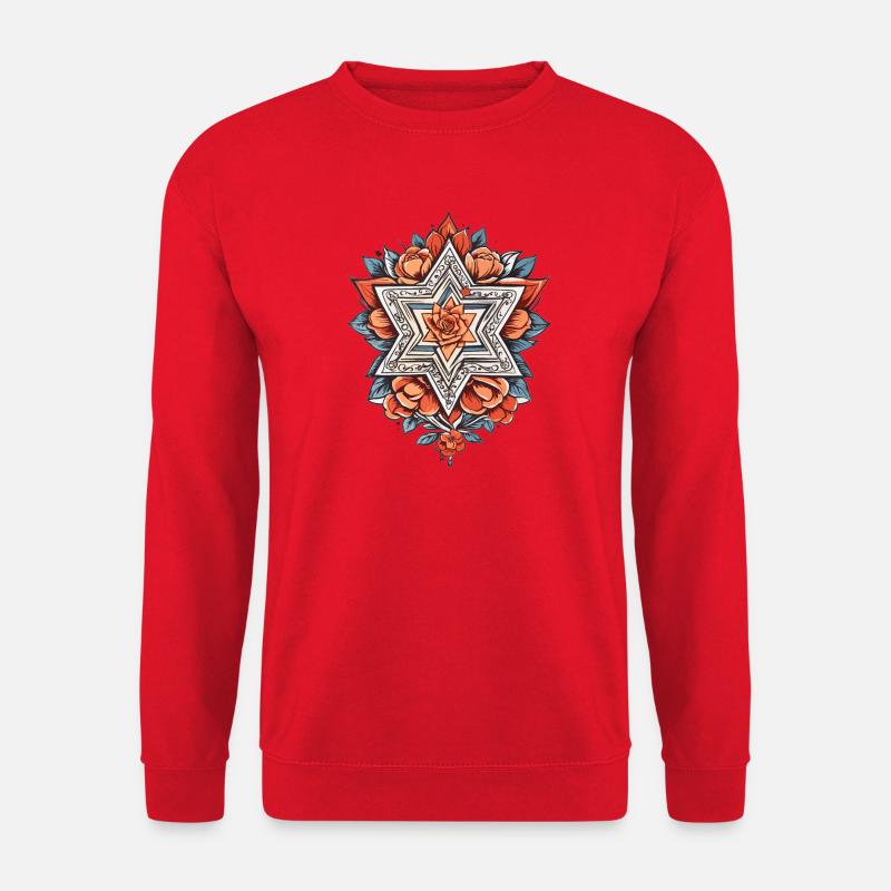 Étoile juive avec des fleurs - Sweat-shirt Unisexe - rouge