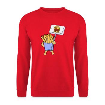 Les frites protestent en faveur des hamburgers - Sweat-shirt Unisexe - rouge - Devant - Alina (178cm) & Michal (187cm)