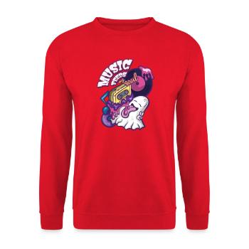 Music Feeds My Soul - Cute Ghost Cartoon - Unisex Sweatshirt - red - Front - Alina (178cm) & Michal (187cm)
