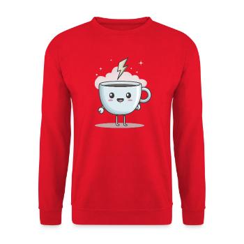 Kaffee = Strom fürs Herz - Unisex Pullover - Rot - Vorne - Alina (178cm) & Michal (187cm)