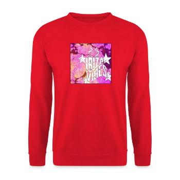 Ibiza Vibes Design - Unisex Pullover - Rot - Vorne - Alina (178cm) & Michal (187cm)
