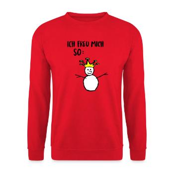 Schneekoenig freut sich - Unisex Pullover - Rot - Vorne - Alina (178cm) & Michal (187cm)