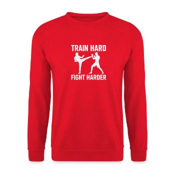 Train_und_kaempfe_haerter-5- - Unisex Pullover - Rot - Vorne - Alina (178cm) & Michal (187cm)