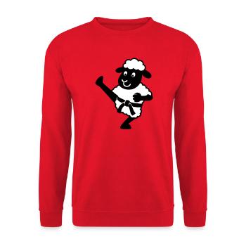 Karate Schaf - Unisex Pullover - Rot - Vorne - Alina (178cm) & Michal (187cm)