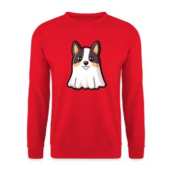 Border Collie Hund Halloween Geist - Unisex Pullover - Rot - Vorne - Alina (178cm) & Michal (187cm)