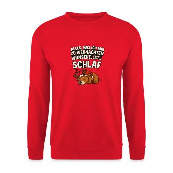 Christmas Cute Reindeer Sleep Cartoon Sweater - Unisex Sweatshirt - red - Front - Alina (178cm) & Michal (187cm)