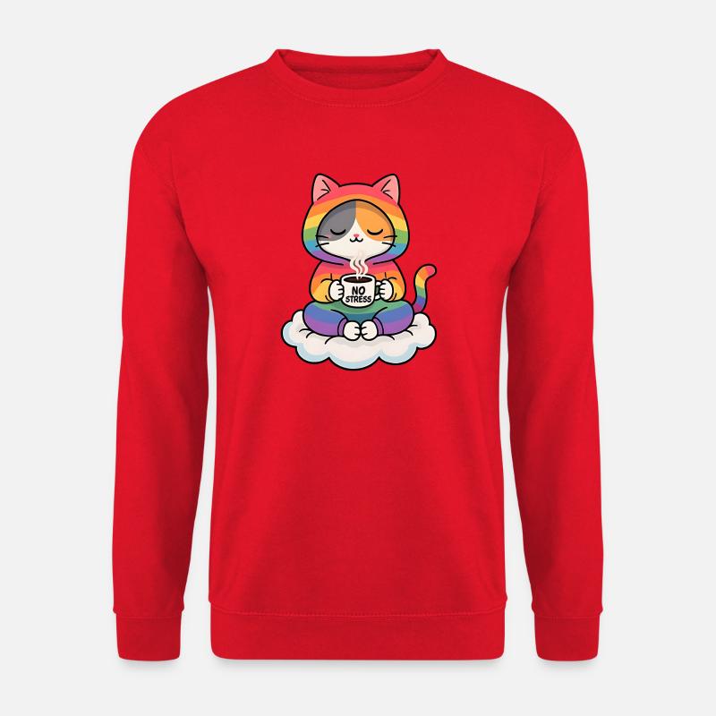 Rainbow Cat on a Cloud - Unisex Sweatshirt - red