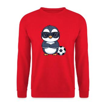 Cooler Pinguin Fußballer Kinder Fußballspieler Car - Unisex Pullover - Rot - Vorne - Alina (178cm) & Michal (187cm)