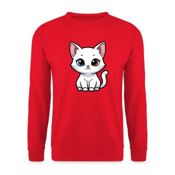 Two-Tone Eyed Kitten - Unisex Sweatshirt - red - Front - Alina (178cm) & Michal (187cm)