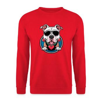 Bulldog with sunglasses cartoon - Unisex Sweatshirt - red - Front - Alina (178cm) & Michal (187cm)