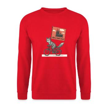 Cologne Fox on Bicycle - Unisex Sweatshirt - red - Front - Alina (178cm) & Michal (187cm)