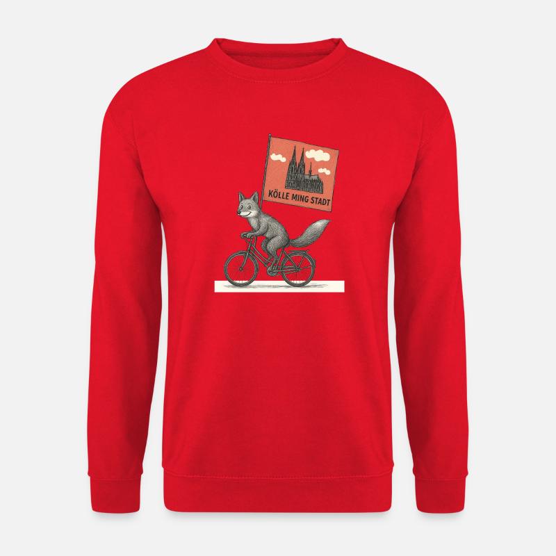 Köln Fuchs auf Fahrrad - Unisex Pullover - Rot
