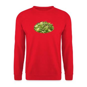 Grüner Genuss Pinien Kern-Salat - Unisex Pullover - Rot - Vorne - Alina (178cm) & Michal (187cm)