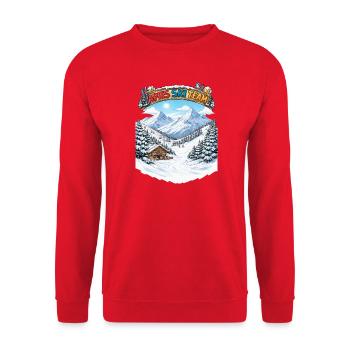 Après Ski Team Bergpanorama - Unisex Pullover - Rot - Vorne - Alina (178cm) & Michal (187cm)