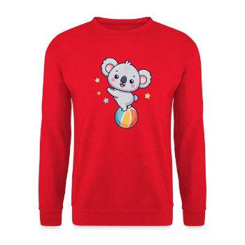 Koala-Jongleur auf bunter Ballon - Unisex Pullover - Rot - Vorne - Alina (178cm) & Michal (187cm)
