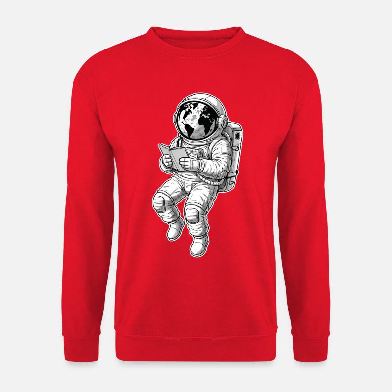 Astronaut Reading Space Earth - Unisex Sweatshirt - red