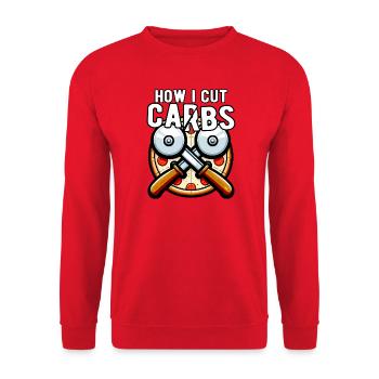 Comment j’ai réduit les glucides pizza diète drôle - Sweat-shirt Unisexe - rouge - Devant - Alina (178cm) & Michal (187cm)