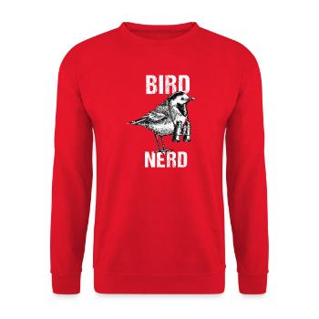 Für nerdige Bird Nerd Lover Vogelbeobachter - Unisex Pullover - Rot - Vorne - Alina (178cm) & Michal (187cm)