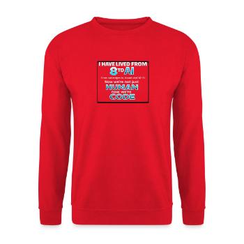 Vom Menschen zum Code - Unisex Pullover - Rot - Vorne - Alina (178cm) & Michal (187cm)