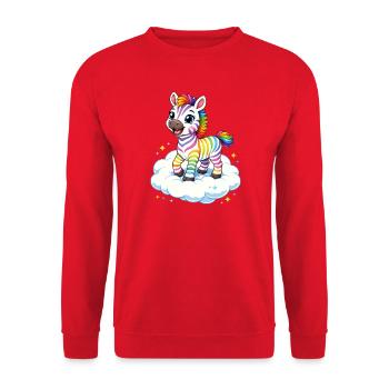 Cute rainbow zebra on cloud kawaii - Unisex Sweatshirt - red - Front - Alina (178cm) & Michal (187cm)