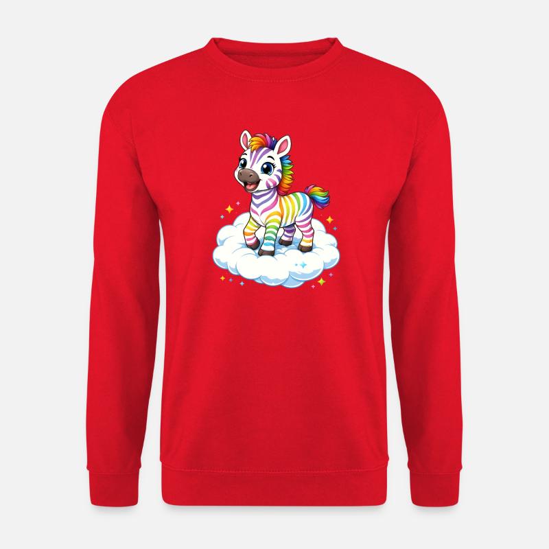 Cute rainbow zebra on cloud kawaii - Unisex Sweatshirt - red