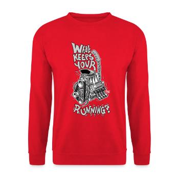 1482_WhatKeepsYourMotorRunning-GRAY - Sweat-shirt Unisexe - rouge - Devant - Alina (178cm) & Michal (187cm)