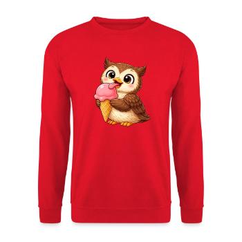 Süße Eule mit Eiskrone Sommer Cartoon König  - Unisex Sweatshirt - red - Front - Alina (178cm) & Michal (187cm)