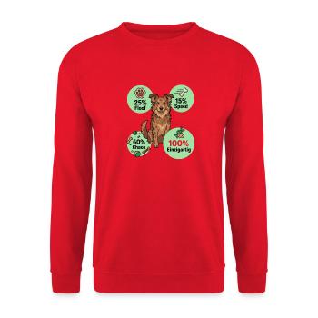 Hunde-DNA: 60% Chaos & 100% Einzigartig - Unisex Pullover - Rot - Vorne - Alina (178cm) & Michal (187cm)