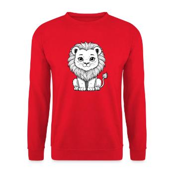 Löwenkopf Karikatur - Unisex Pullover - Rot - Vorne - Alina (178cm) & Michal (187cm)