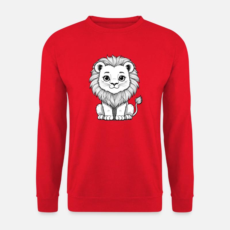 Löwenkopf Karikatur - Unisex Pullover - Rot