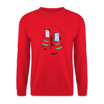 Arbre du Yoga | L’atelier abstrait dans le minimalisme - Sweat-shirt Unisexe - rouge - Devant - Alina (178cm) & Michal (187cm)