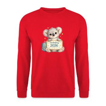 Kuscheliger Schulstart Koala 2026 - Unisex Pullover - Rot - Vorne - Alina (178cm) & Michal (187cm)