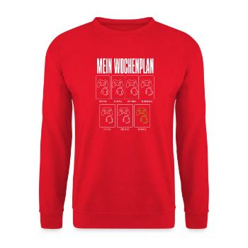 Mein Wochenplan Gaming Zocker Gamer Herren Jungs - Unisex Pullover - Rot - Vorne - Alina (178cm) & Michal (187cm)