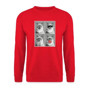 Cats Sacred Birman Cat - Unisex Sweatshirt - red - Front - Alina (178cm) & Michal (187cm)