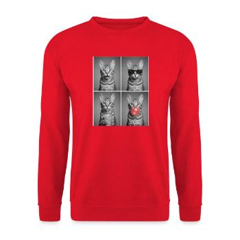 Katzen Savannah Katze - Unisex Pullover - Rot - Vorne - Alina (178cm) & Michal (187cm)