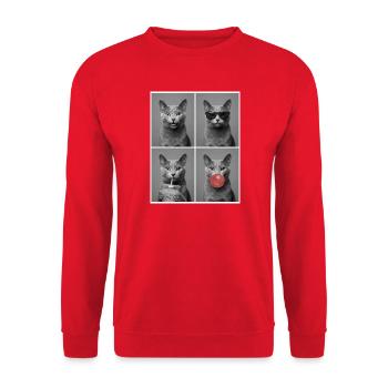 Katzen Russisch Blau Katze - Unisex Pullover - Rot - Vorne - Alina (178cm) & Michal (187cm)