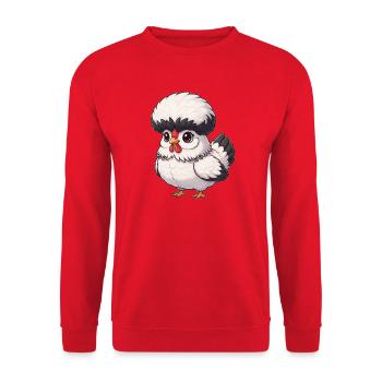Holländer Haubenhuhn  - Unisex Pullover - Rot - Vorne - Alina (178cm) & Michal (187cm)