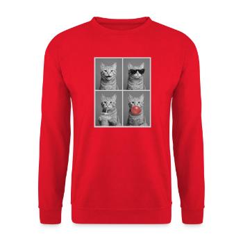 Katzen orange Tabby Katze - Unisex Pullover - Rot - Vorne - Alina (178cm) & Michal (187cm)