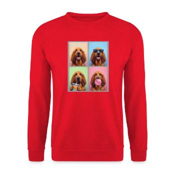 Hunde Bluthund Hund - Unisex Pullover - Rot - Vorne - Alina (178cm) & Michal (187cm)