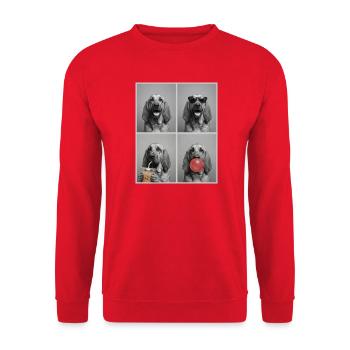 Hunde Bluthund Hund - Unisex Pullover - Rot - Vorne - Alina (178cm) & Michal (187cm)