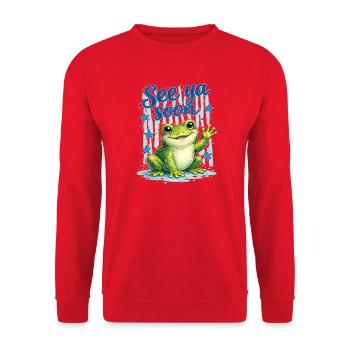 lustiger Frosch - Unisex Pullover - Rot - Vorne - Alina (178cm) & Michal (187cm)