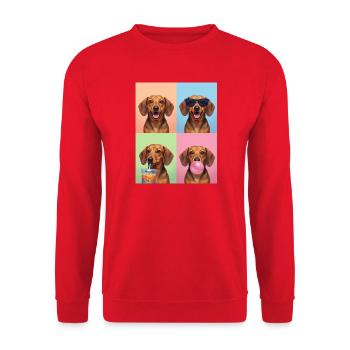 Hunde Dackel Hund - Unisex Pullover - Rot - Vorne - Alina (178cm) & Michal (187cm)