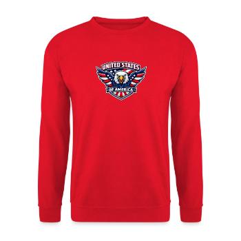 USA Eagle Crest Patriot Emblem - Unisex Pullover - Rot - Vorne - Alina (178cm) & Michal (187cm)