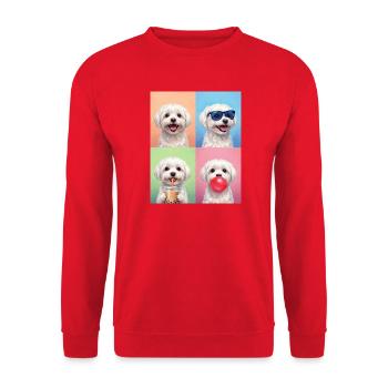 Hunde Malteser Hund - Unisex Pullover - Rot - Vorne - Alina (178cm) & Michal (187cm)
