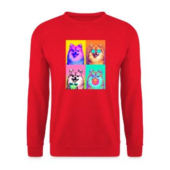 Hunde Zwergspitz Hund - Unisex Pullover - Rot - Vorne - Alina (178cm) & Michal (187cm)