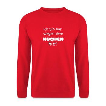 Nur wegen dem Kuchen - Unisex Pullover - Rot - Vorne - Alina (178cm) & Michal (187cm)